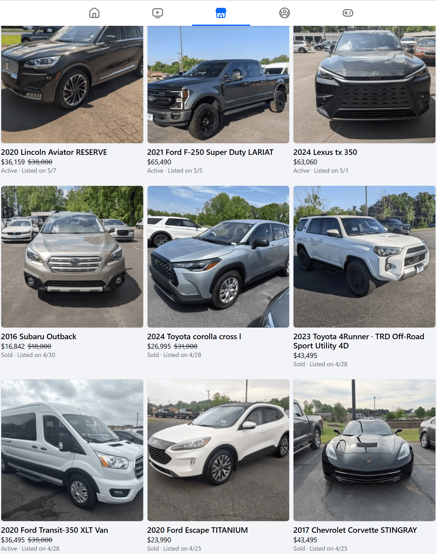 Facebook Marketplace listings posted by Market Drive Auto